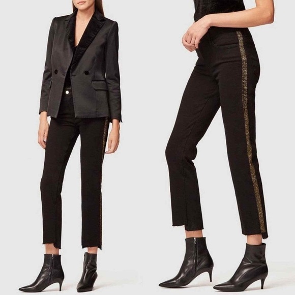 Frame Denim Denim - Frame Denim Black Le High Straight Glitter Stripe Jean size 25